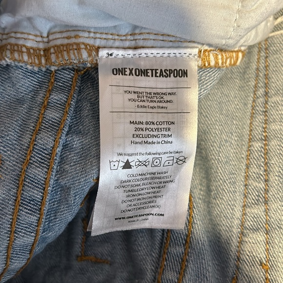 One Teaspoon Rollers Low Waist Long Rise Extreme Curve Raw Hem Jean Shorts 26 - Picture 12 of 14